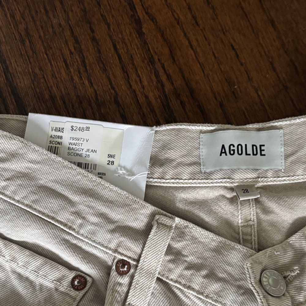 AGOLDE Women's Cream Baggy Jeans